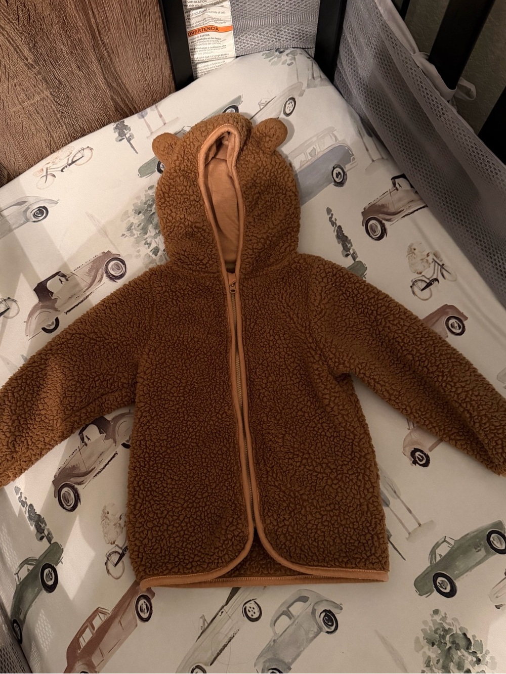 Brown Teddy Sherpa Hooded Jacket with Bear Ears